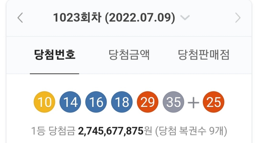 1023회차 로또 당첨번호 조회, 1등 금액 당첨 명당은? 관련 이미지 1