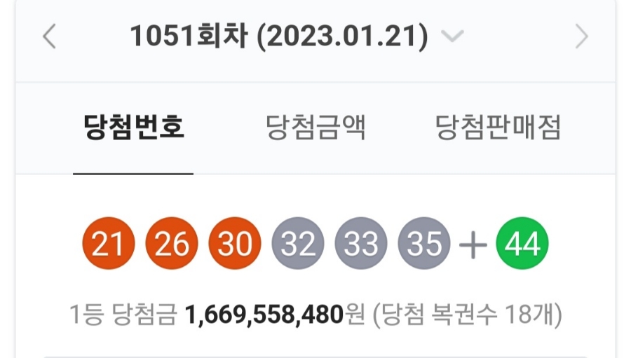 1051회차 로또 당첨번호 조회, 1등 당첨 금액은 얼마? 관련 이미지 1