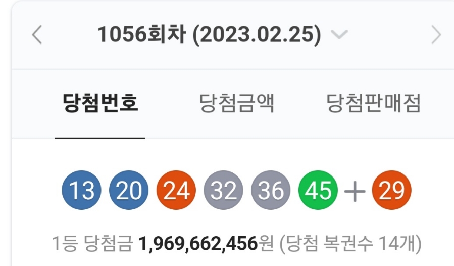 1056회차 로또 당첨번호 조회, 1등 금액 당첨 명당은? 관련 이미지 1