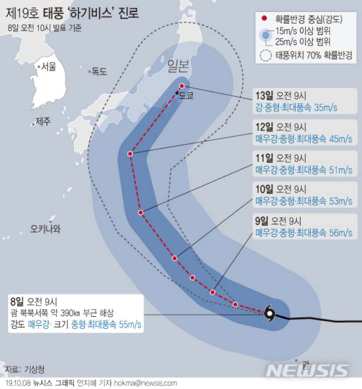 일본 태풍 하기비스 열도 휩쓸 예정, 경로와 피해는 어느정도? 관련 이미지 2