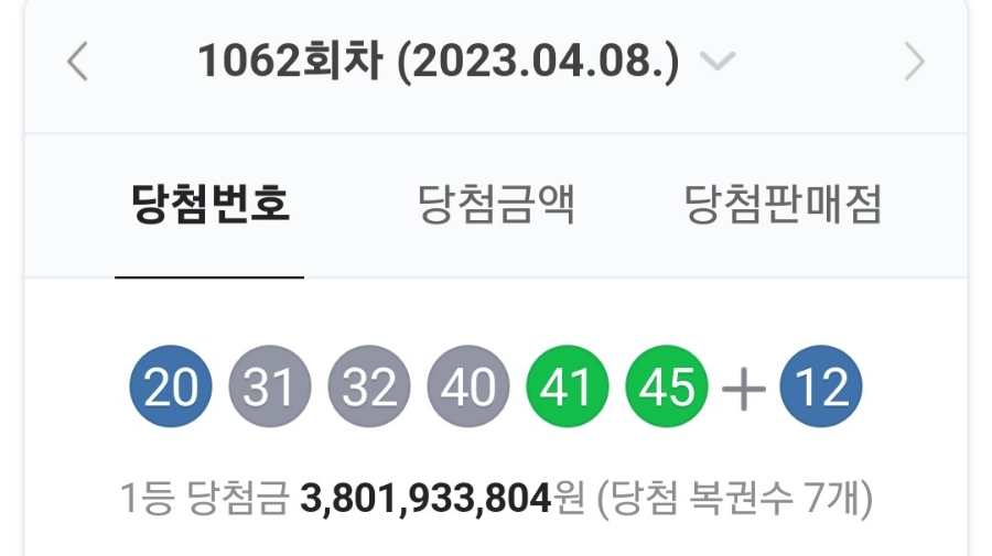 1062회차 로또 당첨번호 조회, 1등 금액 당첨 명당은? 관련 이미지 1