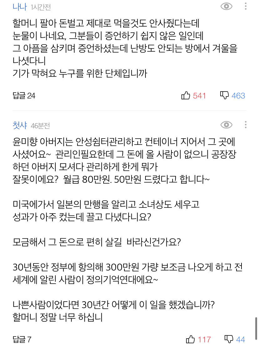 '충격적인' 이용수 할머니 기자회견, 댓글 반응 모음..(요약) 관련 이미지 23