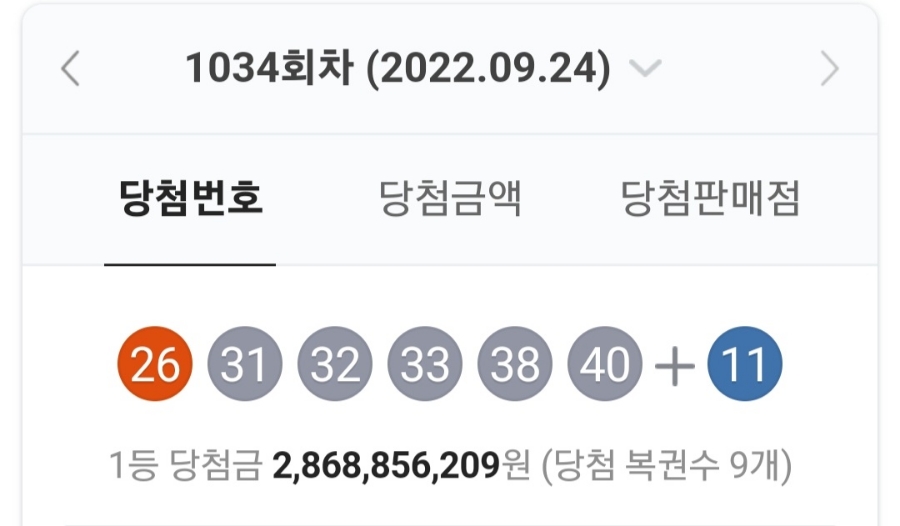 1034회차 로또 당첨번호 조회, 1등 금액 당첨 명당은? 관련 이미지 1
