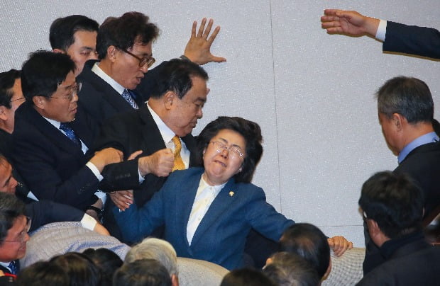 '사퇴하세요!' 한국당 이은재 의원, 팔꿈치 어택 논란..(영상) 관련 이미지 4
