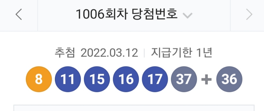제 1006회 로또 당첨번호 조회, 1등 금액 당첨 명당은 어디? 관련 이미지 1