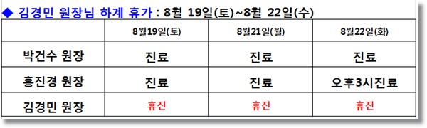 신촌차앤박피부과 8월 여름휴가 원장님 진료안내 관련 이미지 6