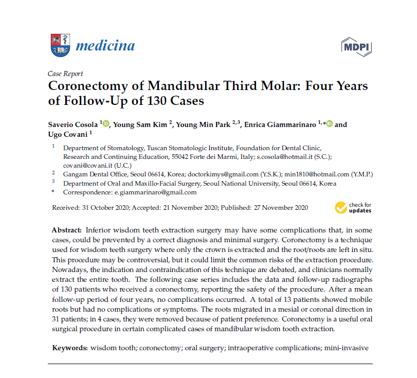 공부하는 강남레옹치과, 사랑니 치관절제술에 관한 논문 참여 관련 이미지 2