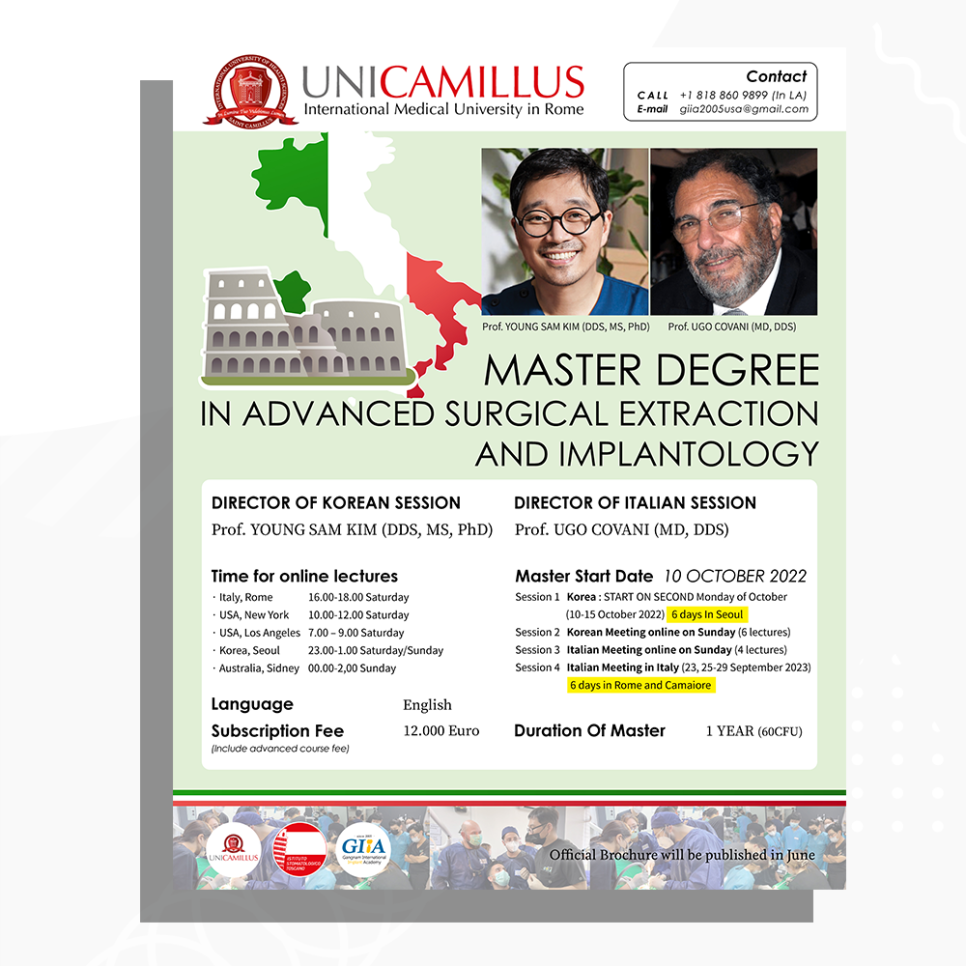 이탈리아 대학교 석사과정에 교수로 임명된 강남레옹치과 김영삼원장님 관련 이미지 1