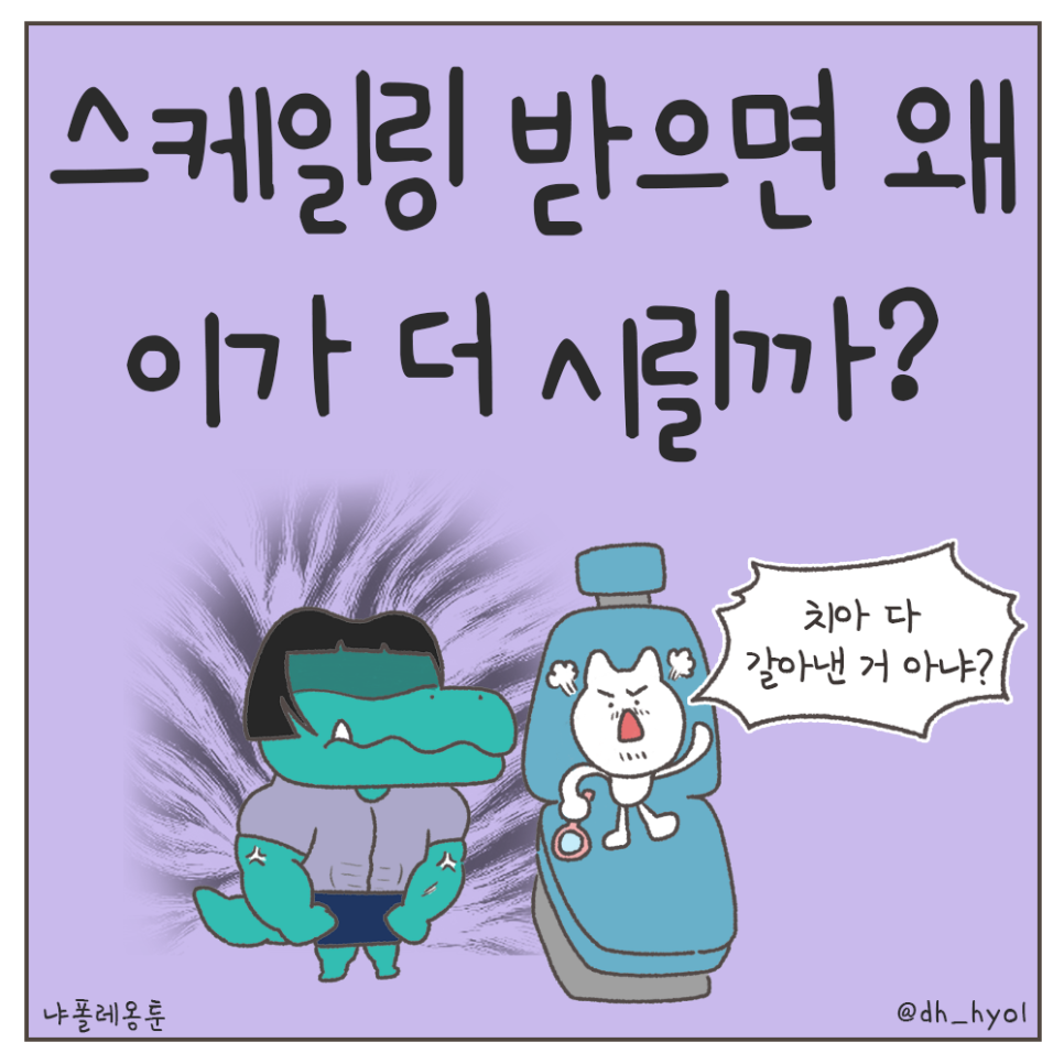 냐폴레옹 치과툰) 스케일링 후 이가 시린 이유가, 치아를 갈아서라고?? 관련 이미지 3