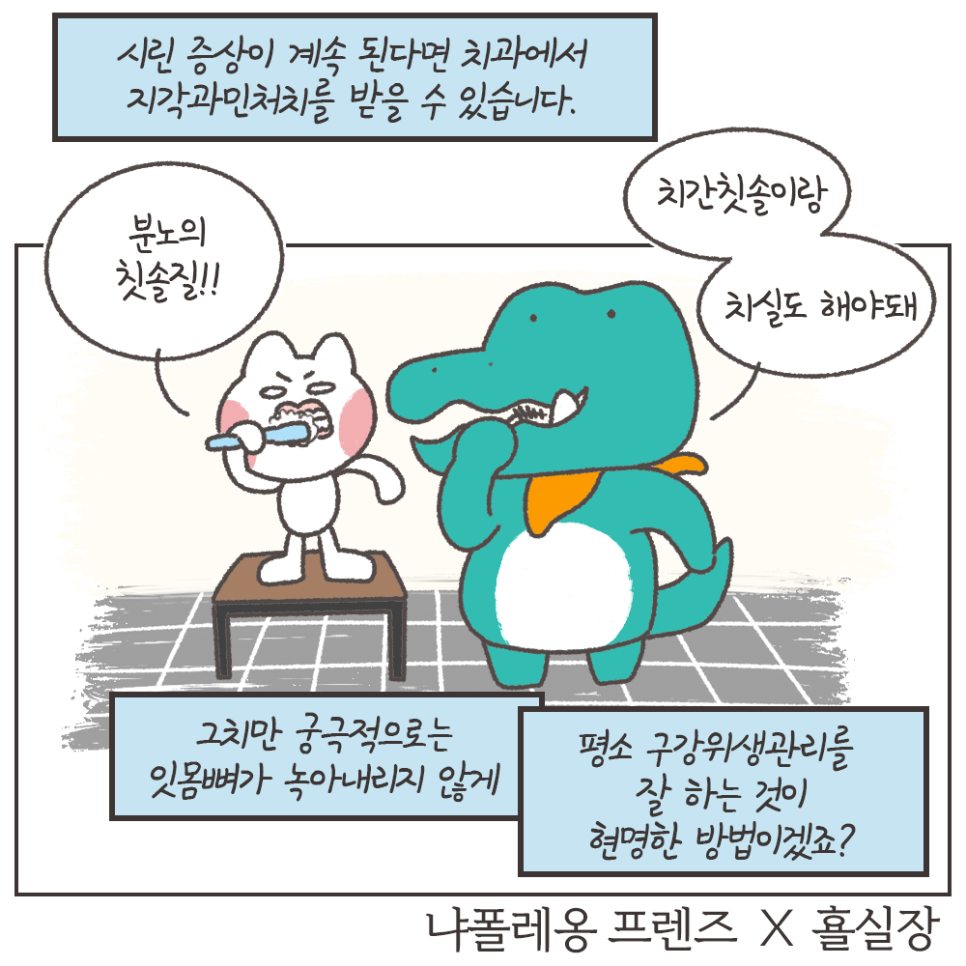 냐폴레옹 치과툰) 스케일링 후 이가 시린 이유가, 치아를 갈아서라고?? 관련 이미지 12