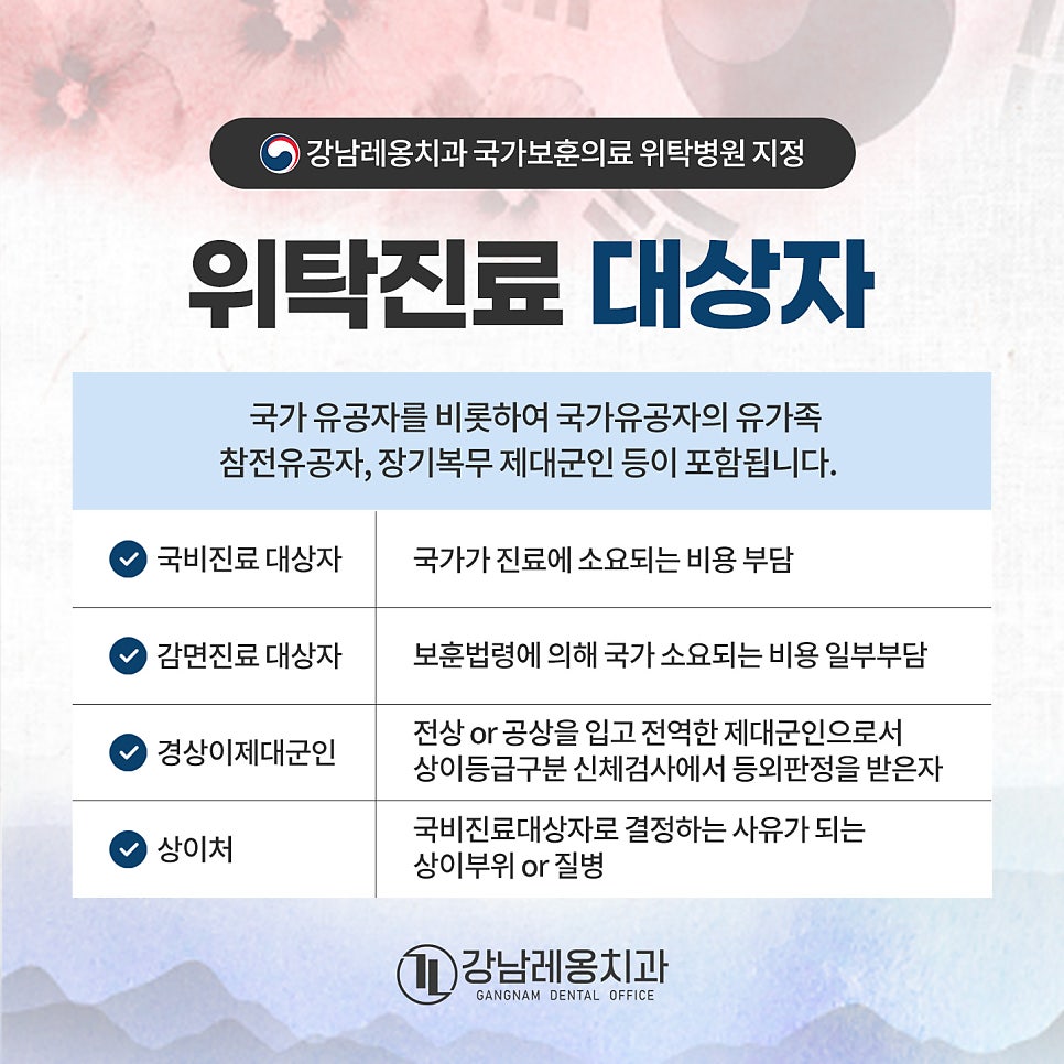 강남레옹치과, 국가보훈부 위탁의료기관 지정! / 강남 보훈위탁치과 관련 이미지 3